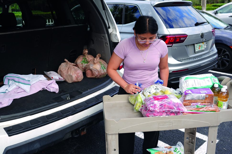Food distribution to a family