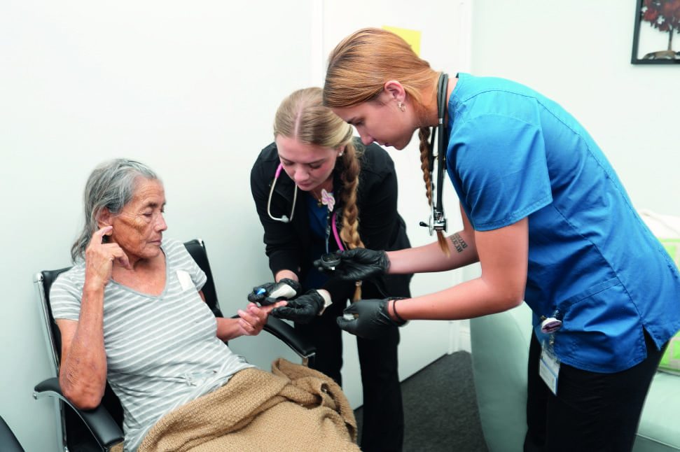 Nursing students provide medical care